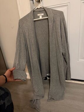 CJ Banks Light Gray Open-Front Women's Cardigan